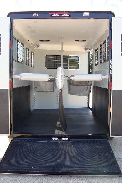 Two Horse Gooseneck Trailer Stall Area with Ramp Down
